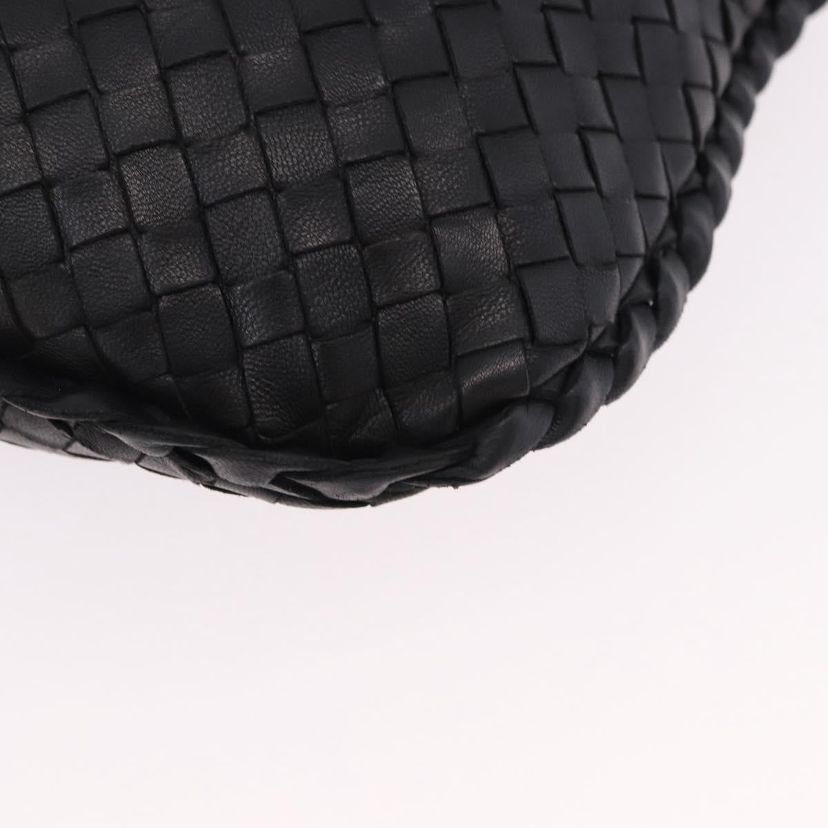 BOTTEGA VENETA INTRECCIATO Bag Leather Black Gold 115653 Auth yk20620SAV