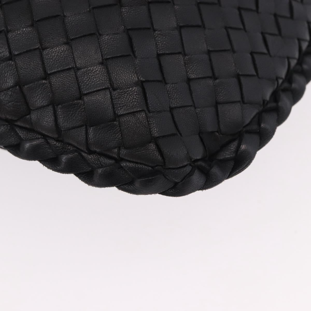 BOTTEGA VENETA INTRECCIATO Bag Leather Black Gold 115653 Auth yk20620SAV