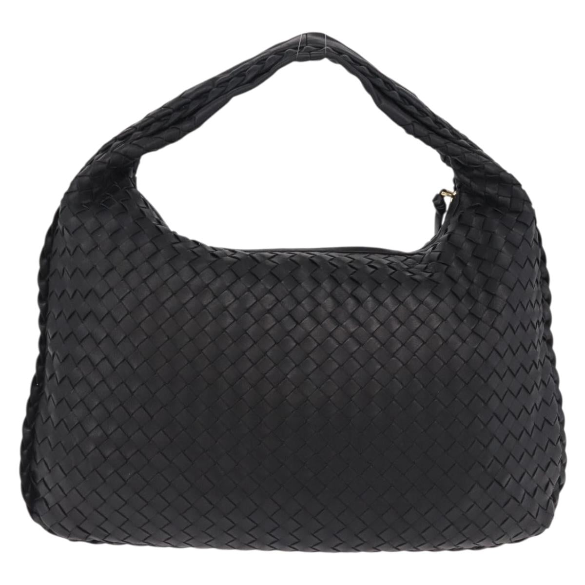 BOTTEGA VENETA INTRECCIATO Bag Leather Black Gold 115653 Auth yk20620SAV