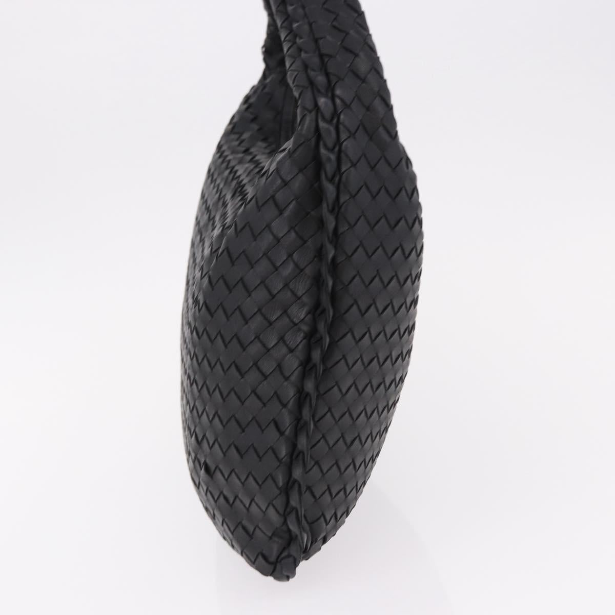 BOTTEGA VENETA INTRECCIATO Bag Leather Black Gold 115653 Auth yk20620SAV