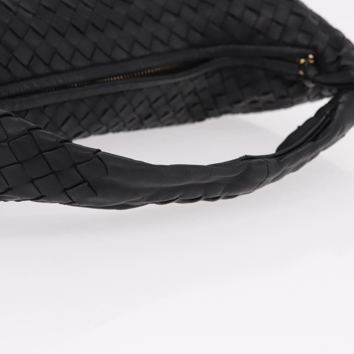 BOTTEGA VENETA INTRECCIATO Bag Leather Black Gold 115653 Auth yk20620SAV