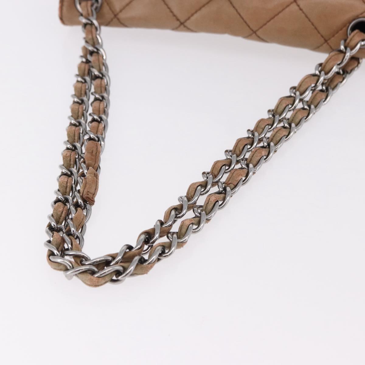 CHANEL Matelasse Chain Hand Bag Lamb Skin Brown Silver CC Auth yk20623A