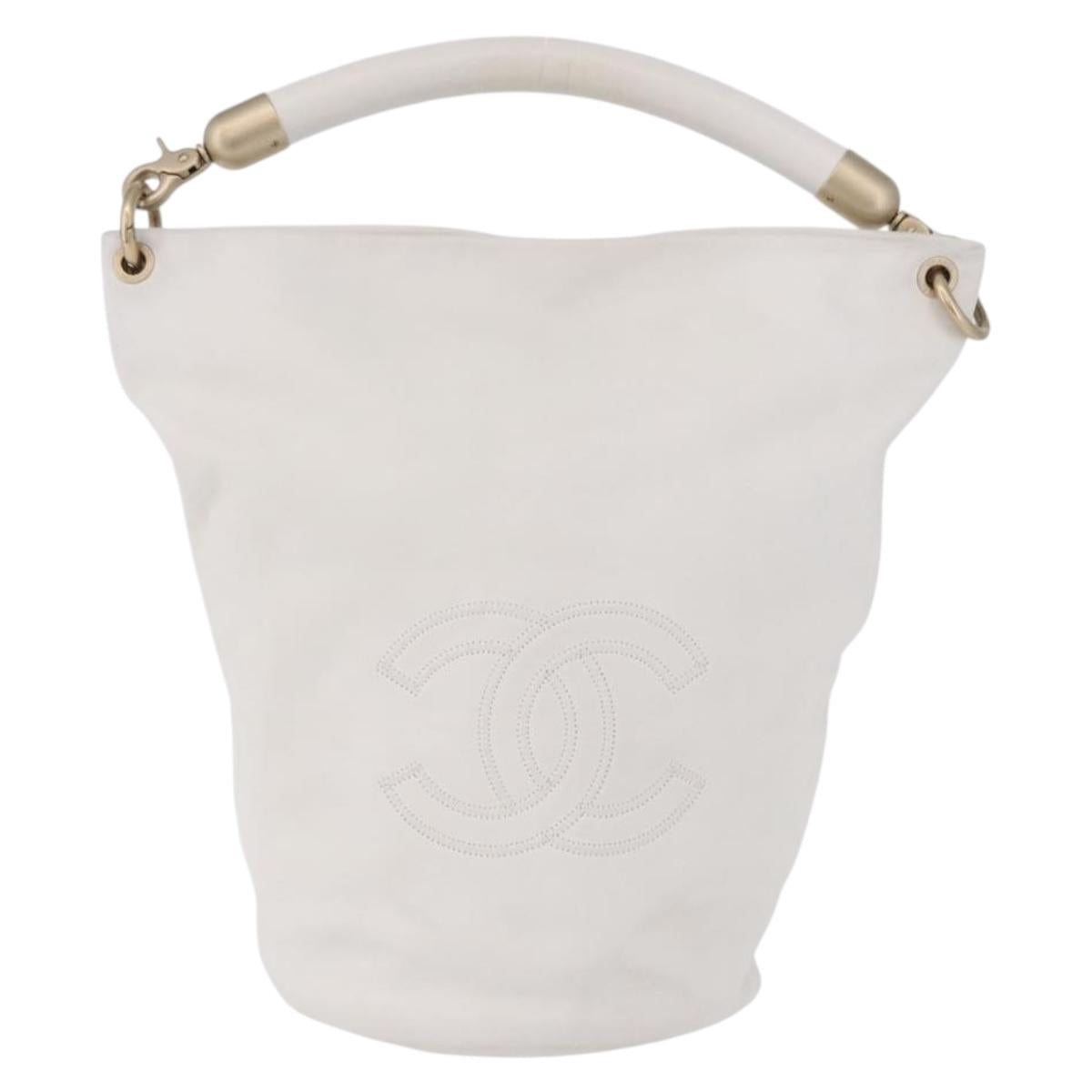 CHANEL COCO Mark Shoulder Bag Leather White Black CC Auth yk20624SAV