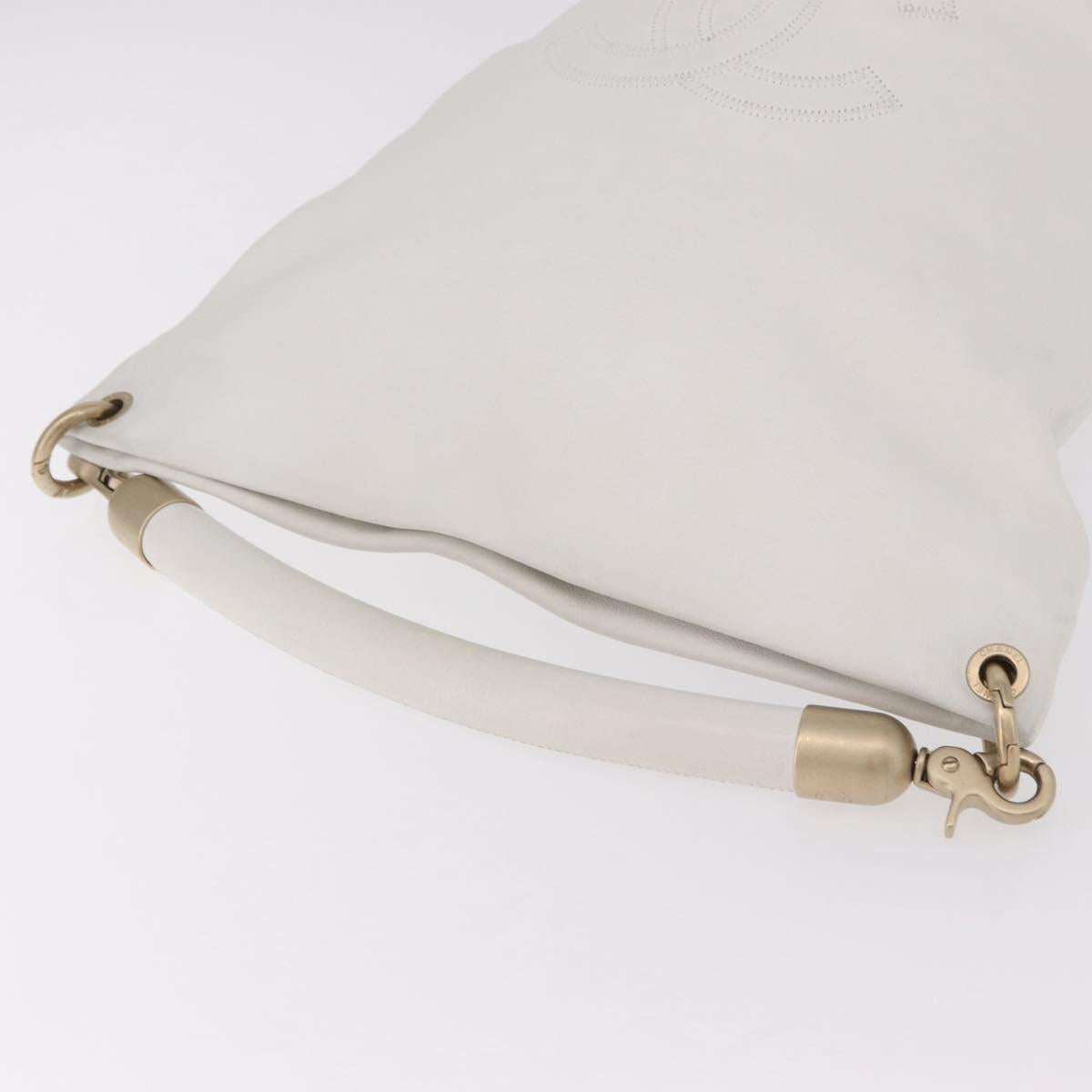 CHANEL COCO Mark Shoulder Bag Leather White Black CC Auth yk20624SAV