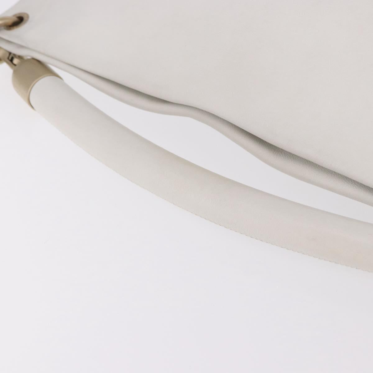 CHANEL COCO Mark Shoulder Bag Leather White Black CC Auth yk20624SAV