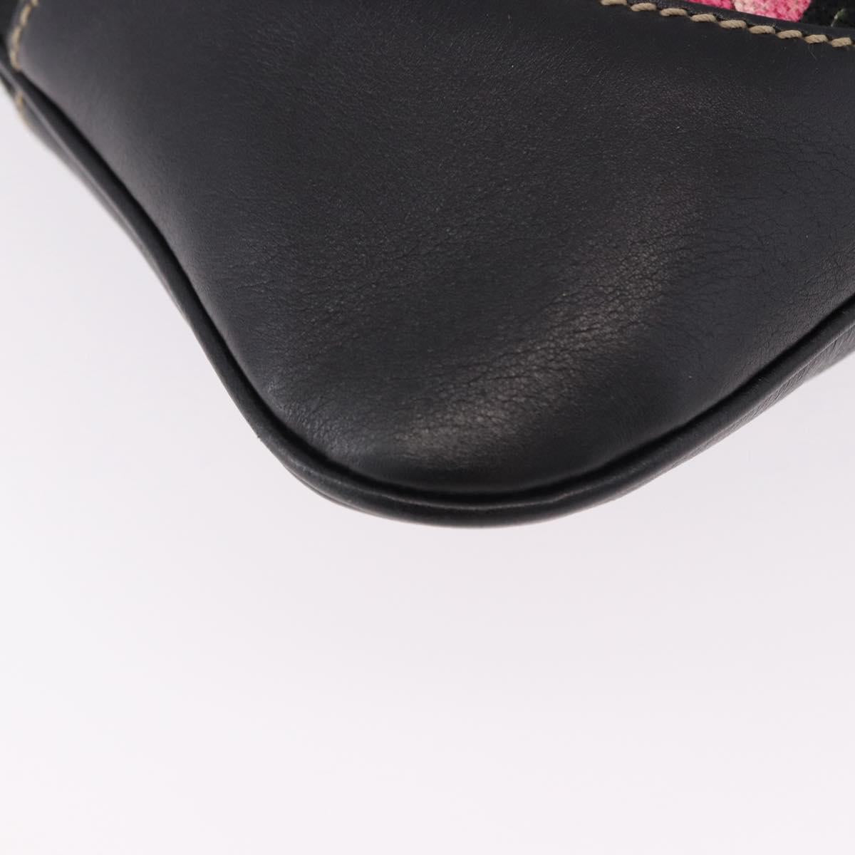 GUCCI Jackie Flora Shoulder Bag Canvas Black Gold 153029 Auth yk20625SAV