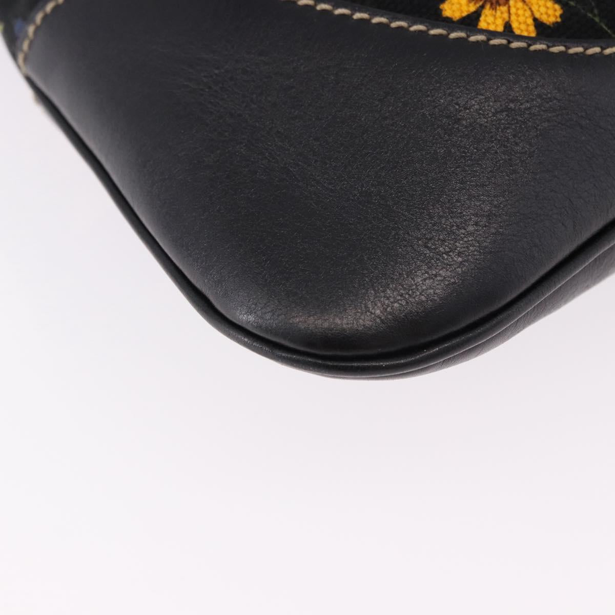 GUCCI Jackie Flora Shoulder Bag Canvas Black Gold 153029 Auth yk20625SAV
