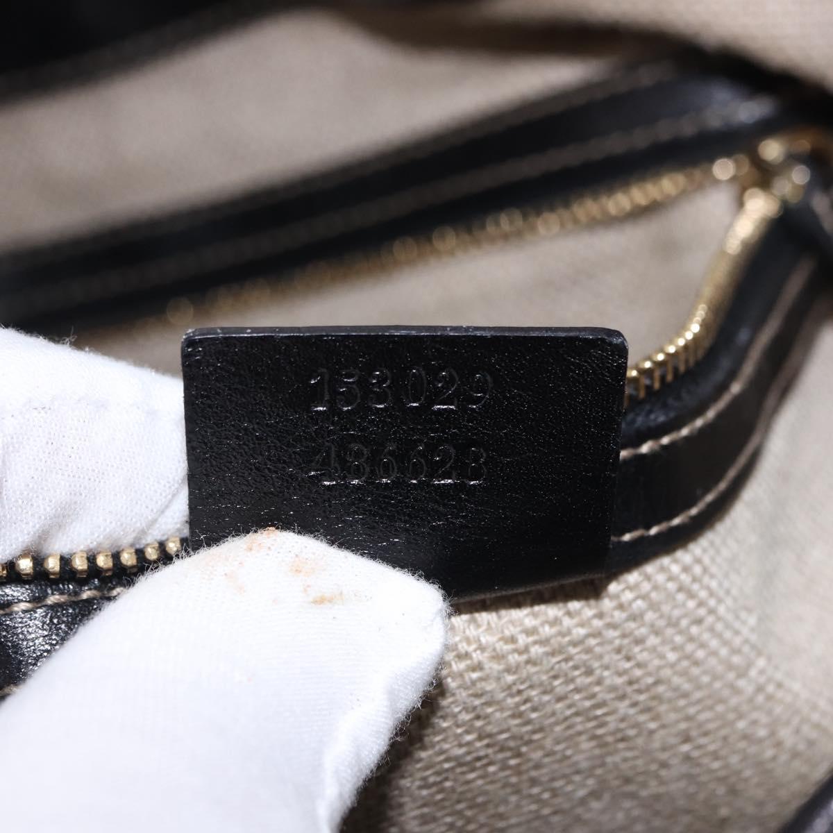 GUCCI Jackie Flora Shoulder Bag Canvas Black Gold 153029 Auth yk20625SAV