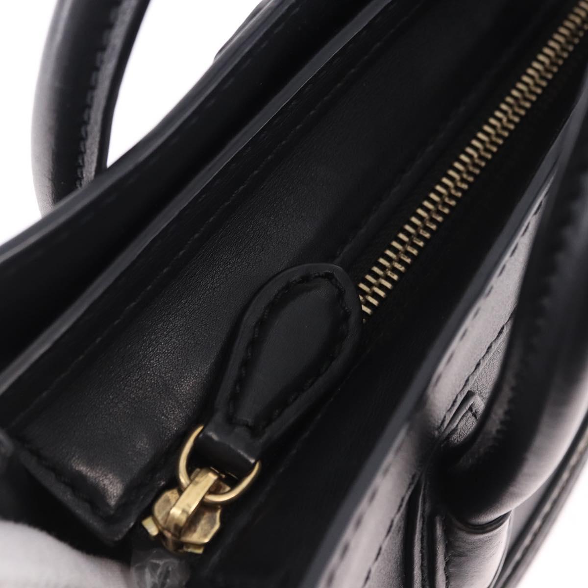 CELINE Luggage Nano Shopper Hand Bag Leather 2way Black Gold Auth yk20626SAM