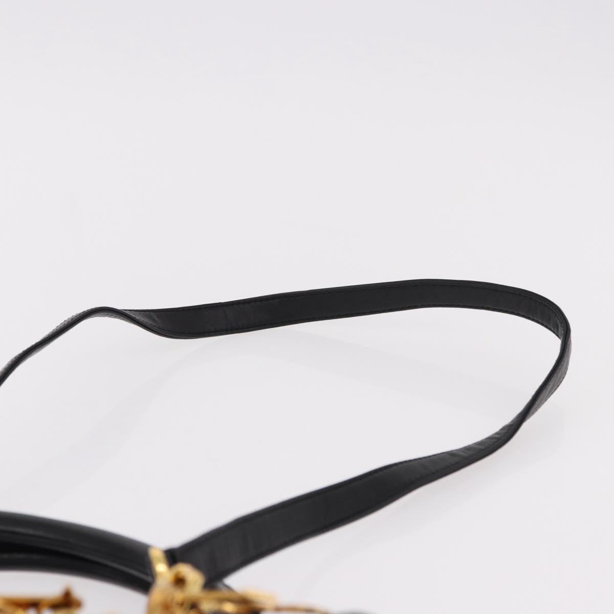 Christian Dior Canage Hand Bag Lamb Skin Black Gold Auth yk20628SAM
