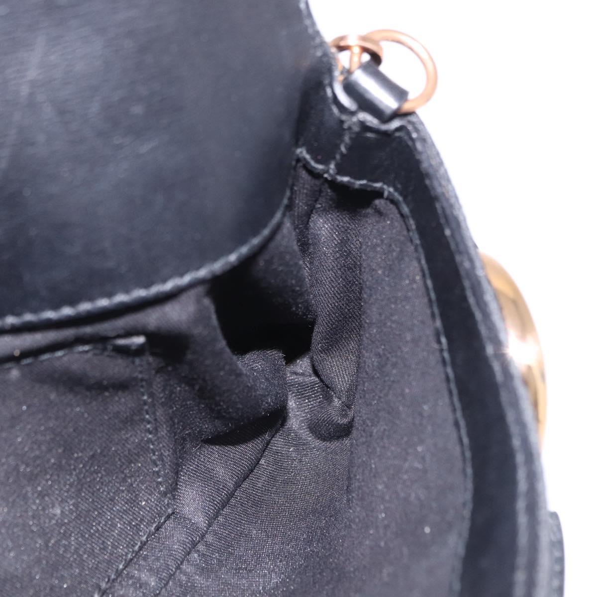 GUCCI GG Canvas Bamboo Chain Horsebit Hand Bag Black Gold 129497 Auth yk20630SAM
