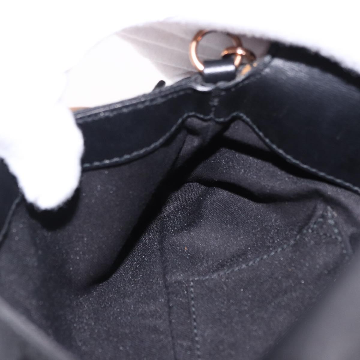 GUCCI GG Canvas Bamboo Chain Horsebit Hand Bag Black Gold 129497 Auth yk20630SAM