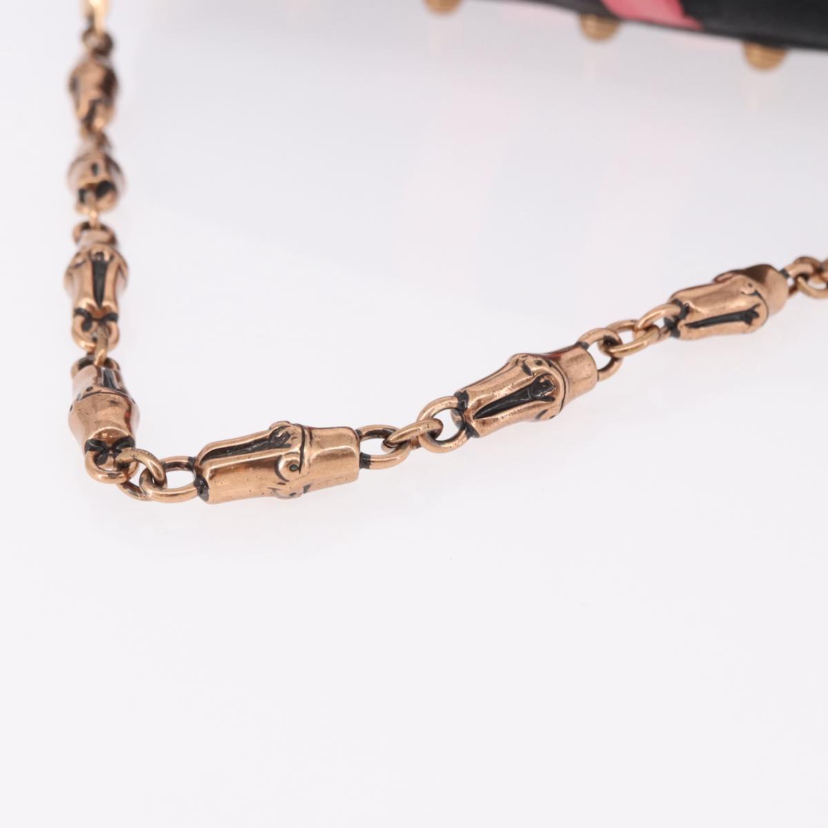 GUCCI GG Canvas Bamboo Chain Horsebit Hand Bag Black Gold 129497 Auth yk20630SAM