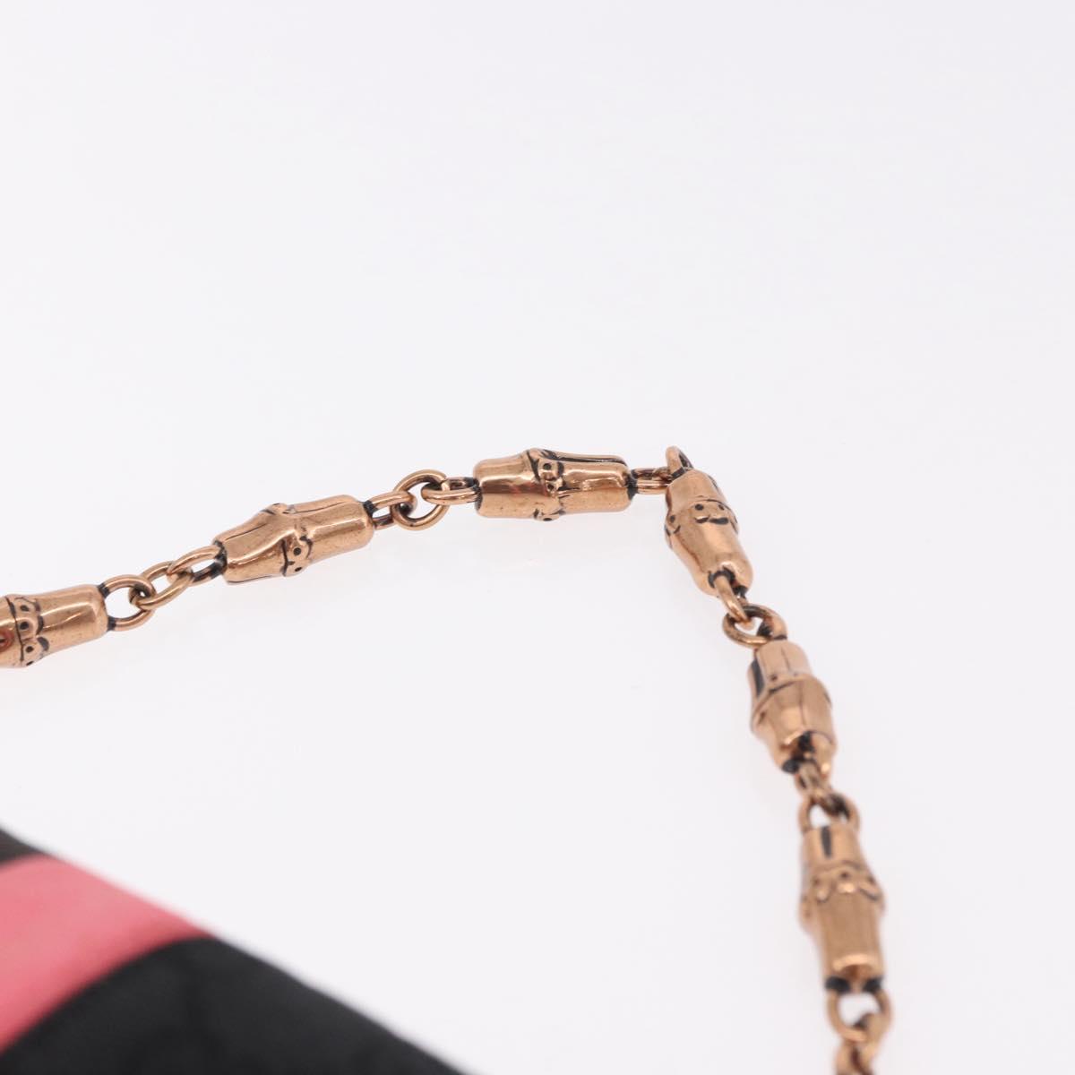 GUCCI GG Canvas Bamboo Chain Horsebit Hand Bag Black Gold 129497 Auth yk20630SAM