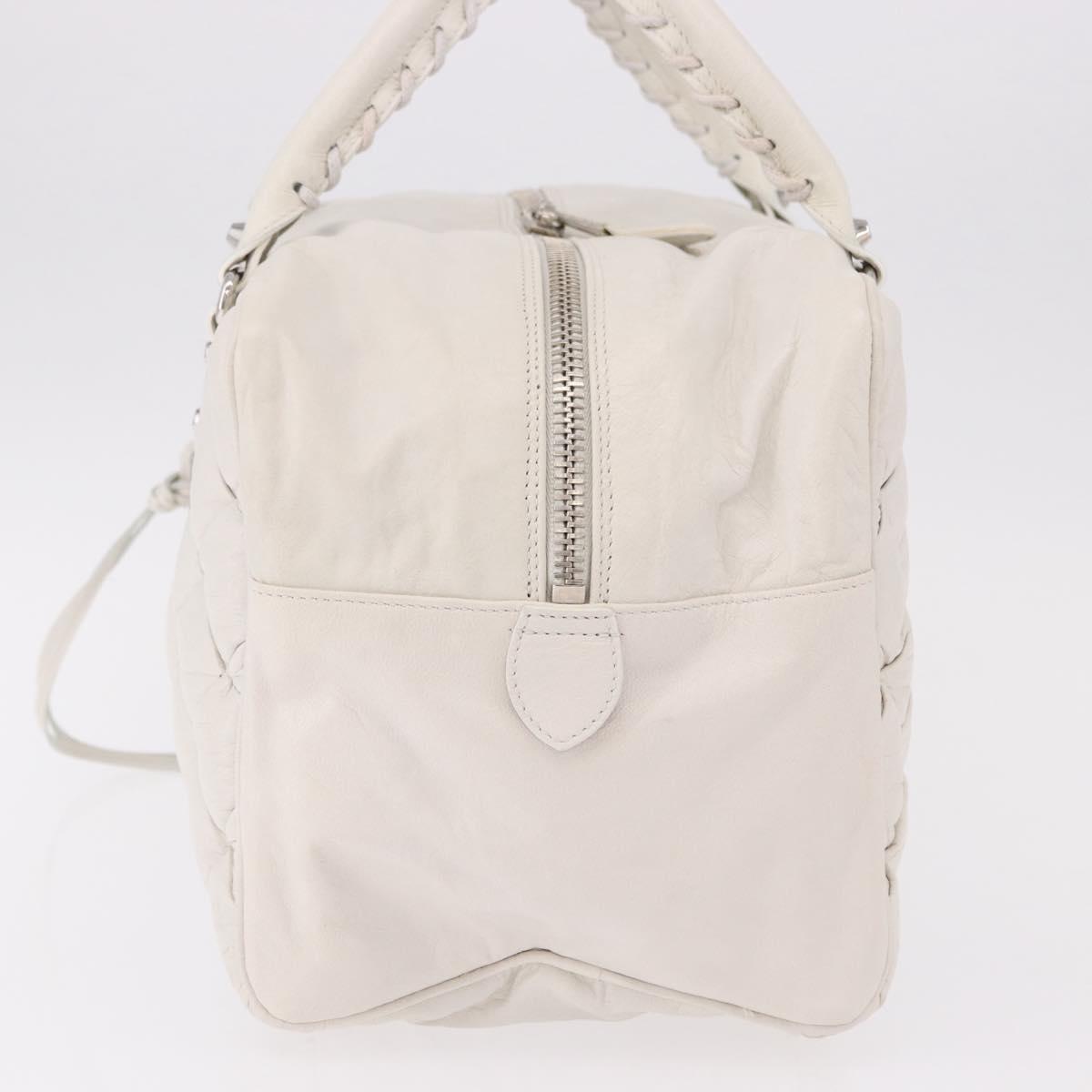 BALENCIAGA The Matelasse Hand Bag Leather White Silver 168031 Auth yk20631V