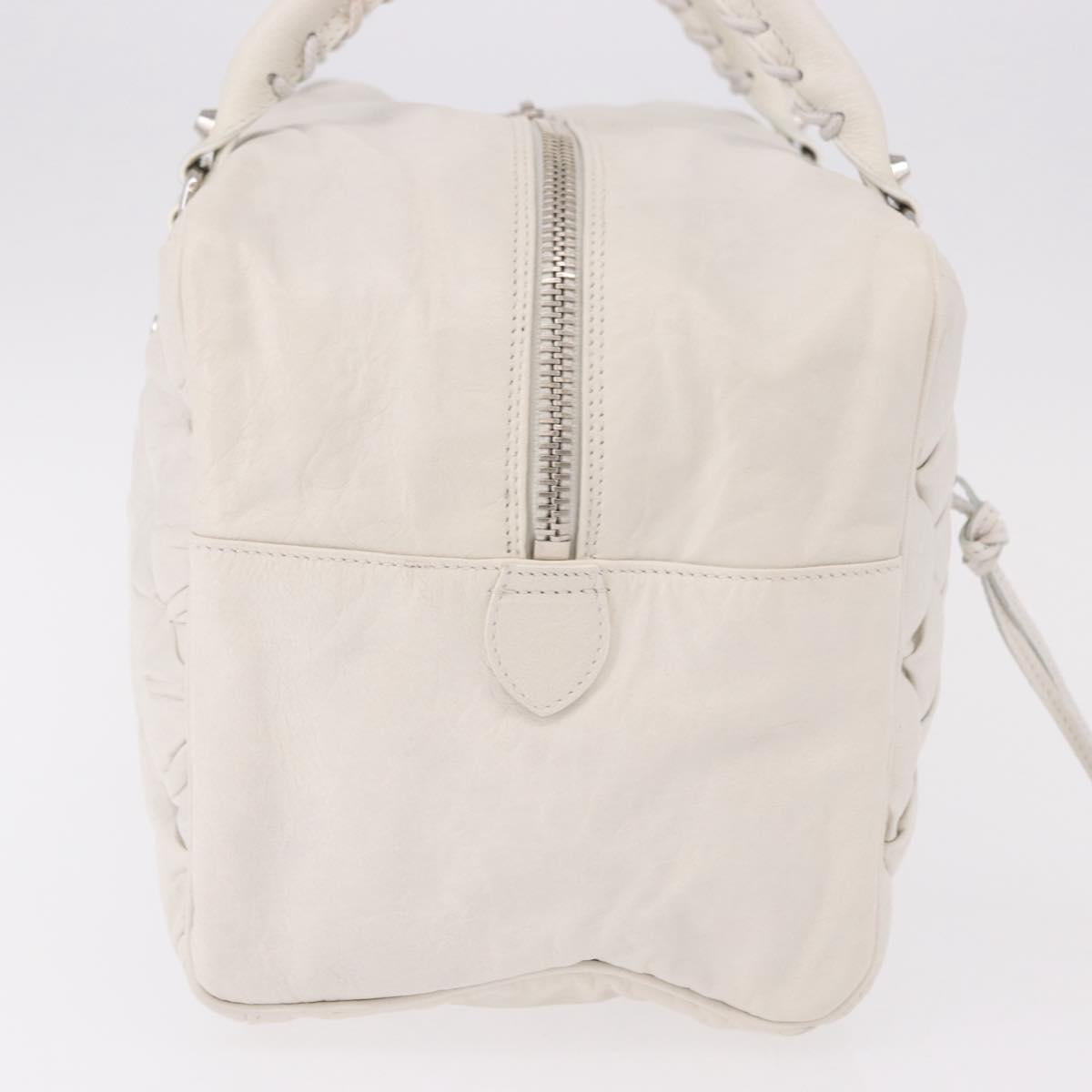 BALENCIAGA The Matelasse Hand Bag Leather White Silver 168031 Auth yk20631V
