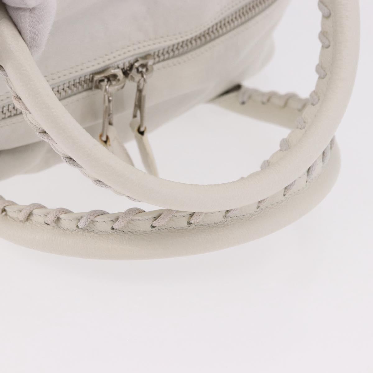 BALENCIAGA The Matelasse Hand Bag Leather White Silver 168031 Auth yk20631V