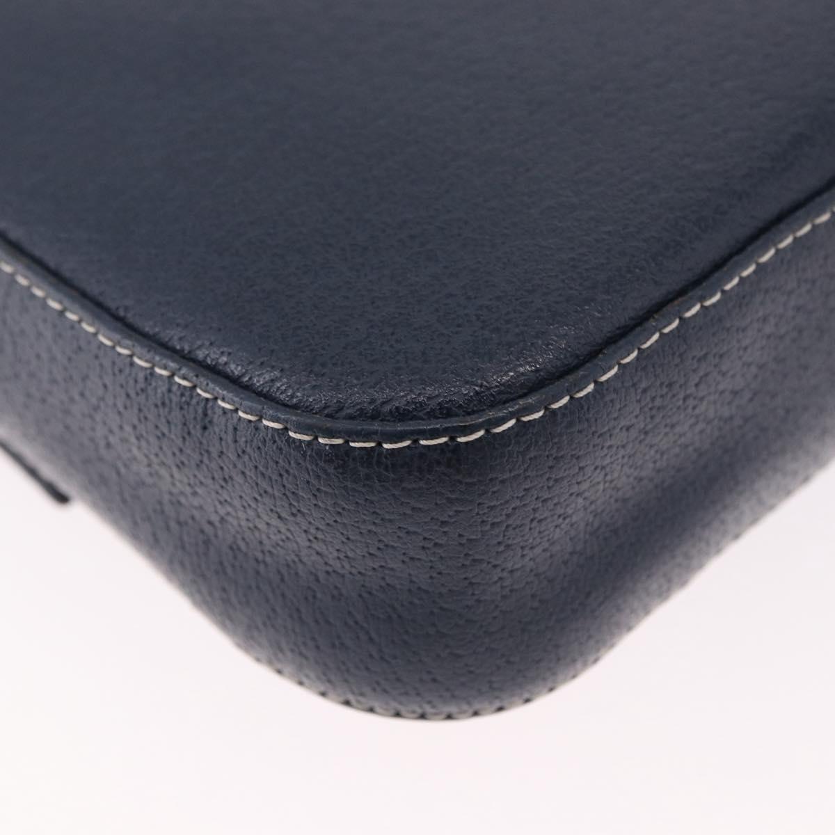 FENDI Mamma Baguette Shoulder Bag Leather Navy Gold Auth yk20632SAM