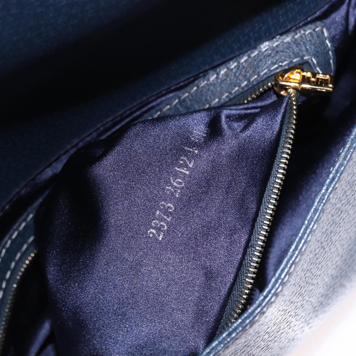FENDI Mamma Baguette Shoulder Bag Leather Navy Gold Auth yk20632SAM