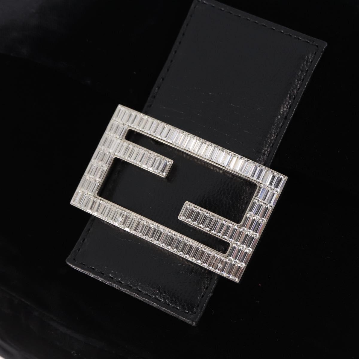 FENDI Mamma Baguette Shoulder Bag Velor Black Silver Auth yk20633SAM