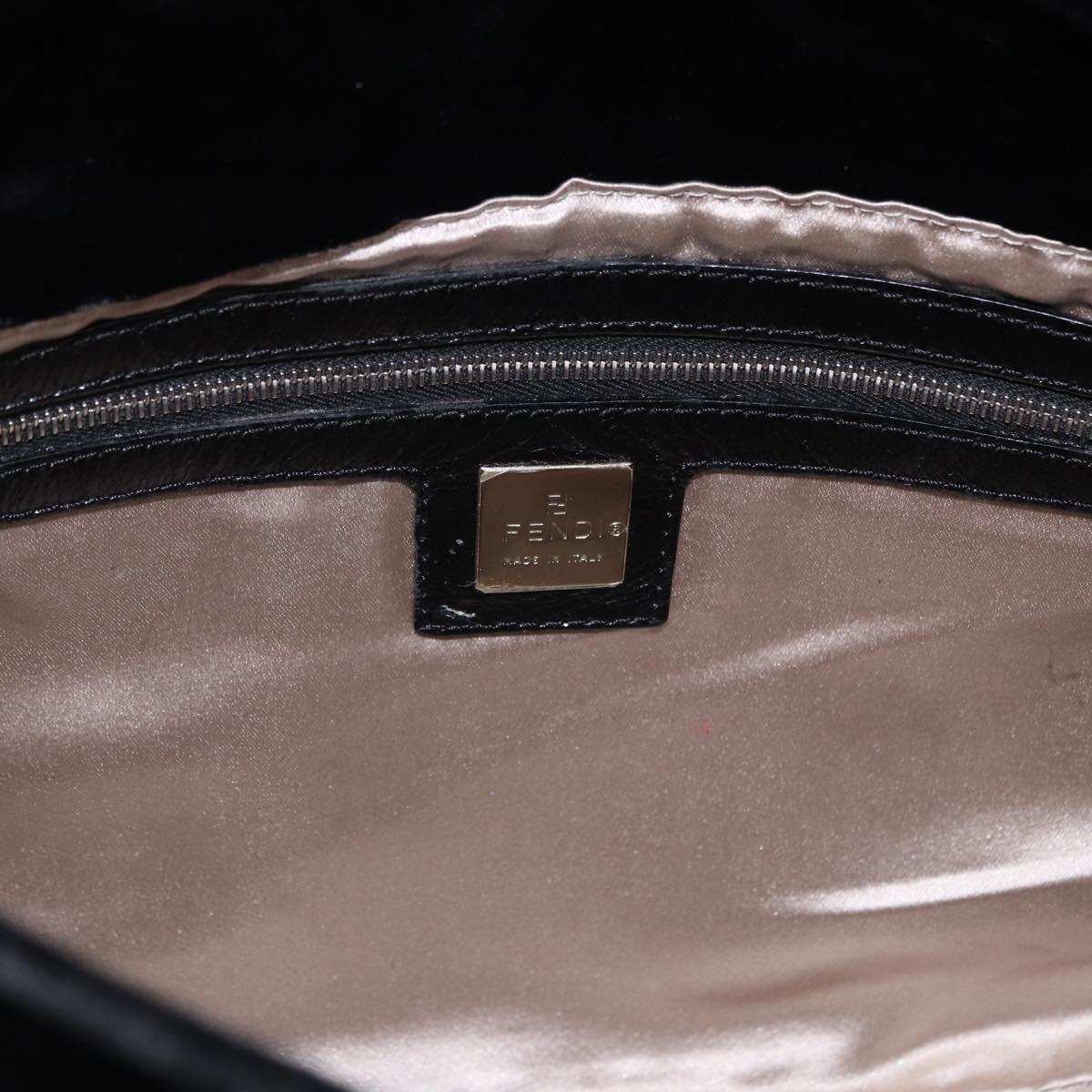 FENDI Mamma Baguette Shoulder Bag Velor Black Silver Auth yk20633SAM