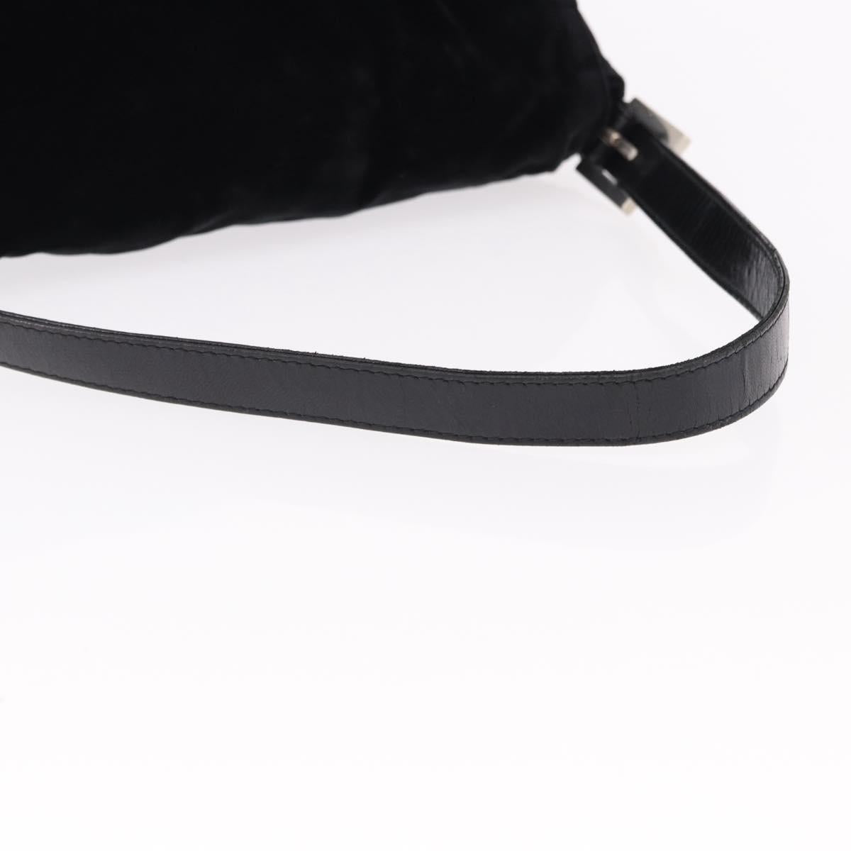FENDI Mamma Baguette Shoulder Bag Velor Black Silver Auth yk20633SAM