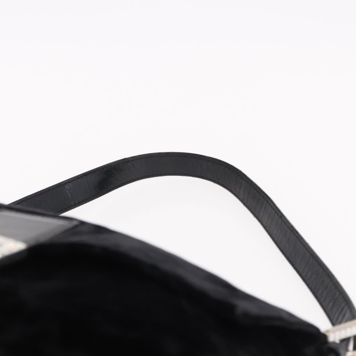 FENDI Mamma Baguette Shoulder Bag Velor Black Silver Auth yk20633SAM
