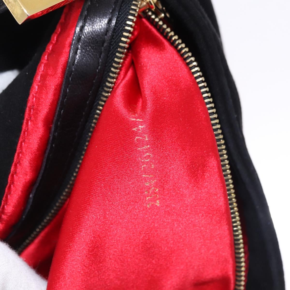 FENDI Mamma Baguette Shoulder Bag Suede Black Gold Tone Auth yk20635SAM