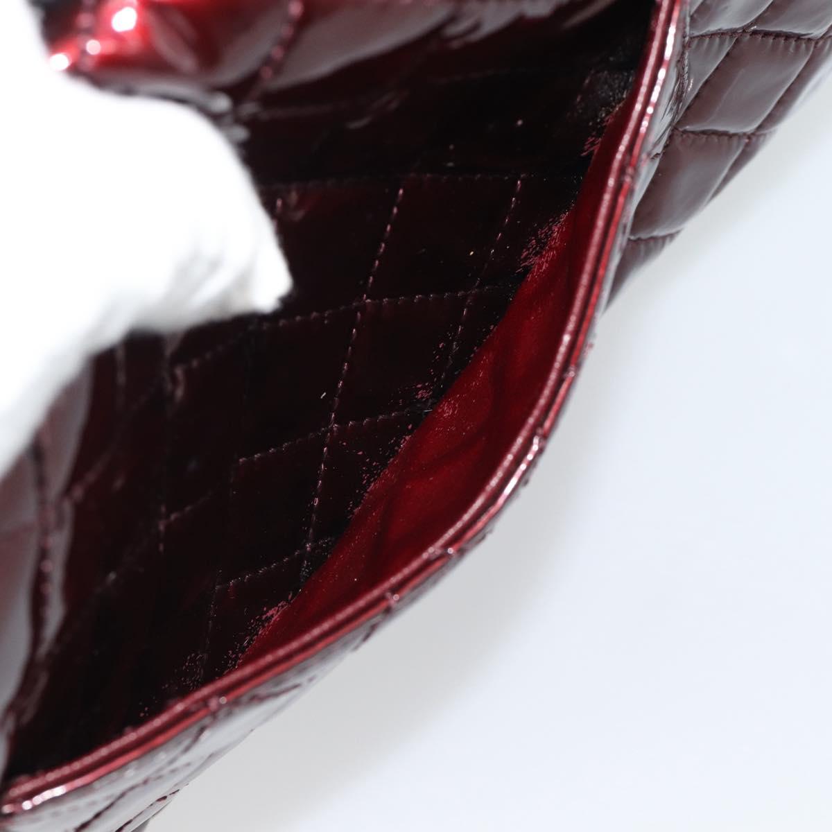 CHANEL Matelasse 25 Chain Hand Bag Patent Bordeaux Silver CC Auth yk20637SAM
