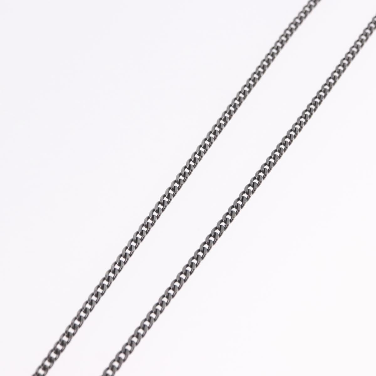 CHANEL COCO Mark Stone Necklace Metal Silver CC Auth yk20638M