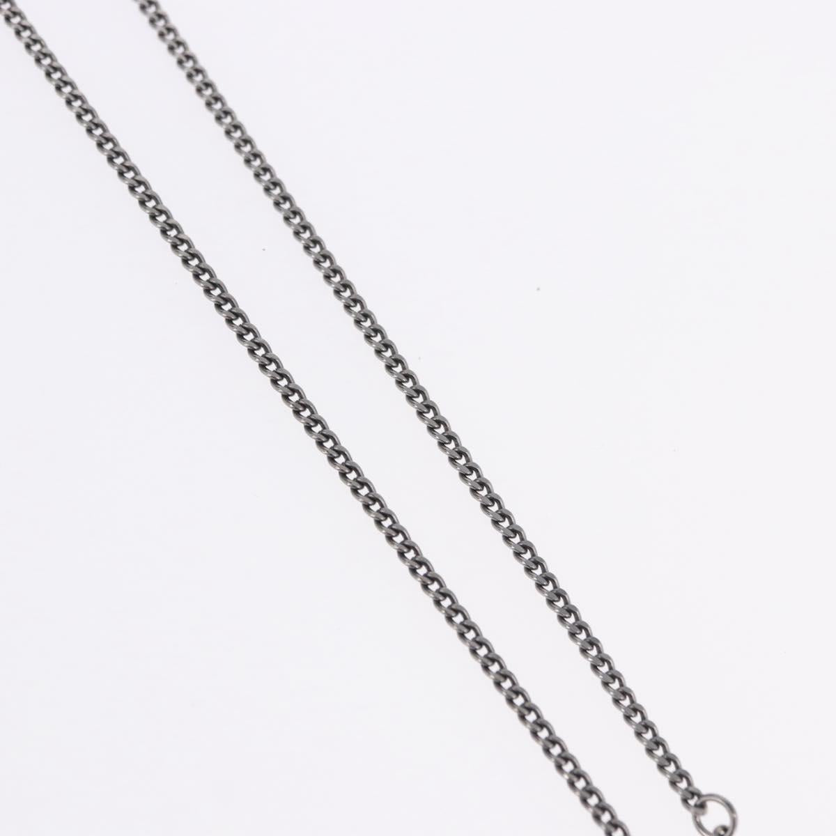 CHANEL COCO Mark Stone Necklace Metal Silver CC Auth yk20638M