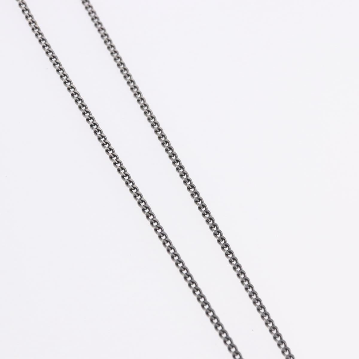 CHANEL COCO Mark Stone Necklace Metal Silver CC Auth yk20638M