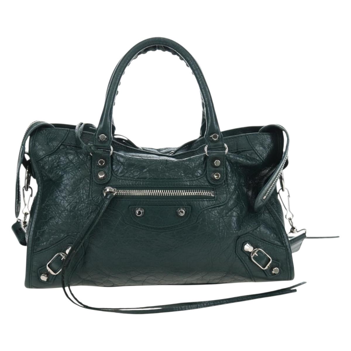 BALENCIAGA Classic City Leather 2way Green Silver 431621 Auth yk20640SAM
