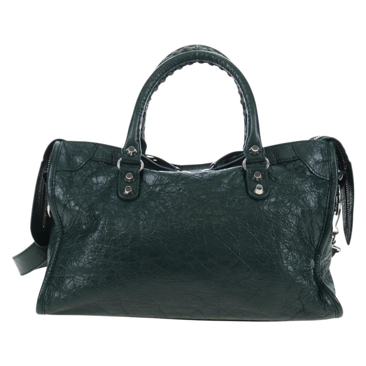 BALENCIAGA Classic City Leather 2way Green Silver 431621 Auth yk20640SAM