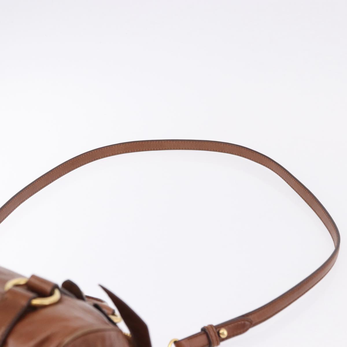 Miu Miu Hand Bag Leather 2way Brown Gold Tone Auth yk20642SAM