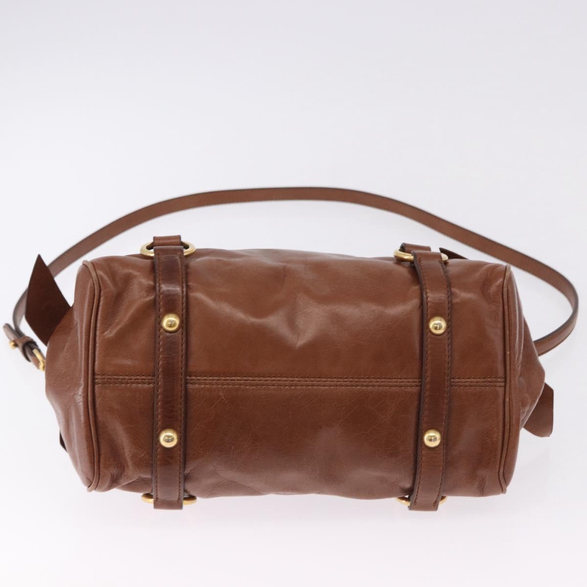 Miu Miu Hand Bag Leather 2way Brown Gold Tone Auth yk20642SAM