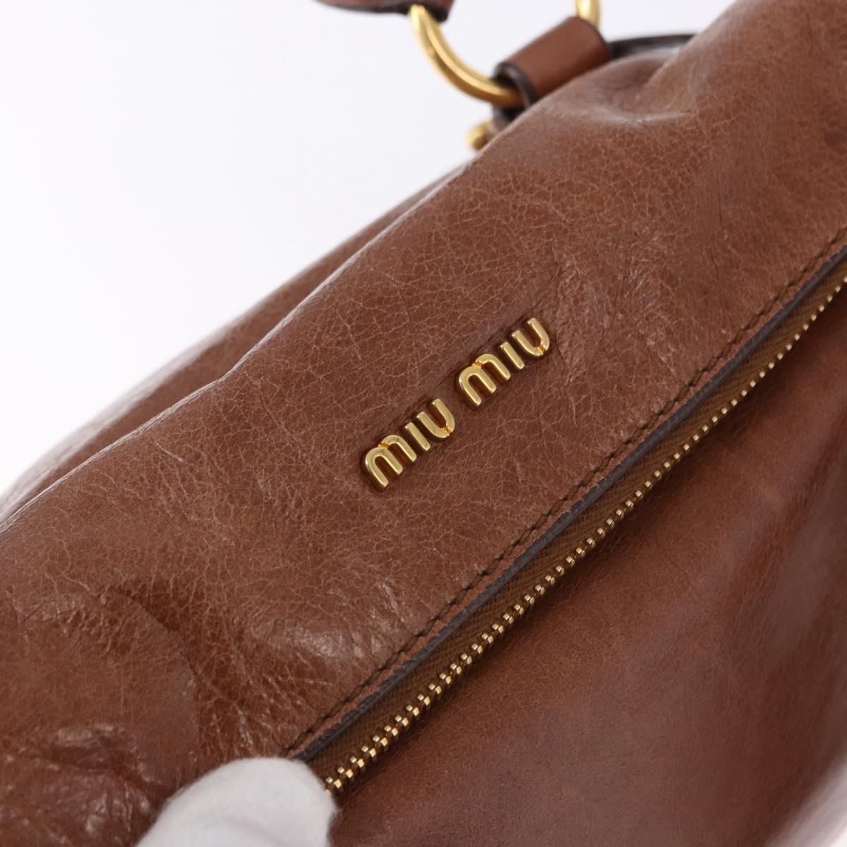 Miu Miu Hand Bag Leather 2way Brown Gold Tone Auth yk20642SAM