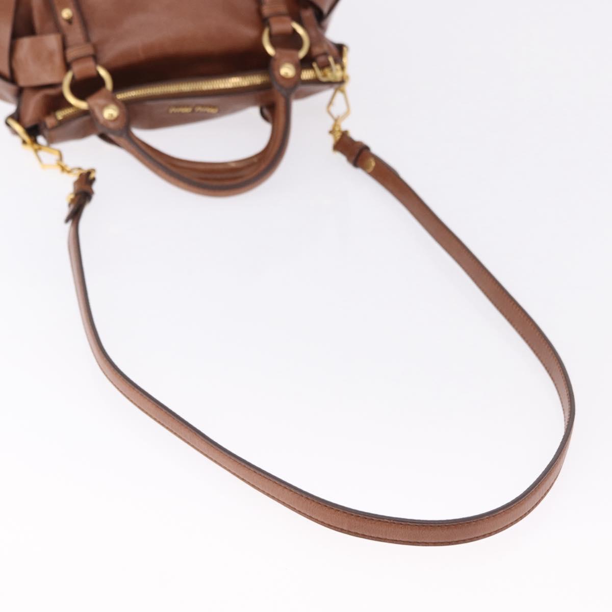 Miu Miu Hand Bag Leather 2way Brown Gold Tone Auth yk20642SAM