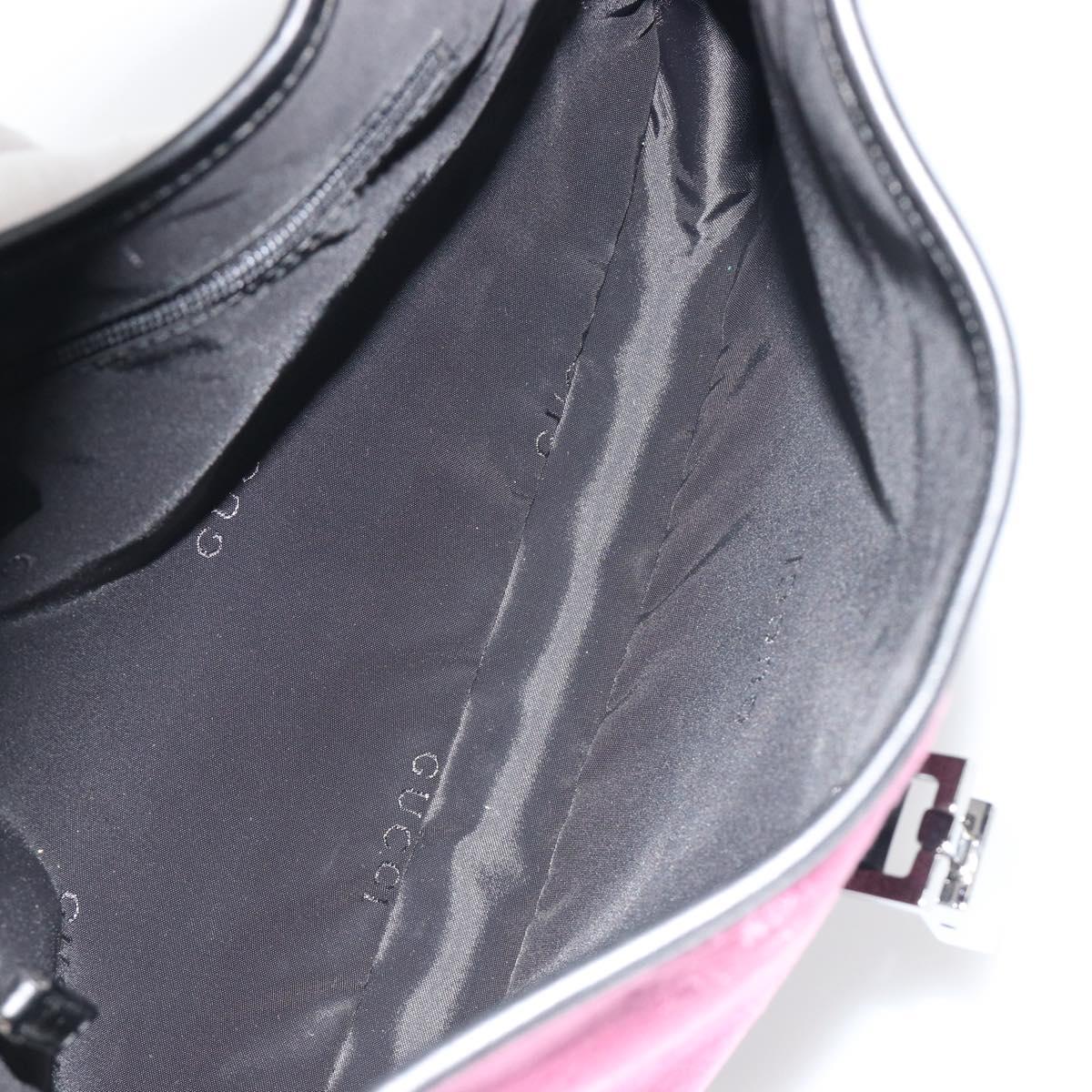 GUCCI Jackie Shoulder Bag Velor Pink Silver 001.3306 Auth yk20643SAV