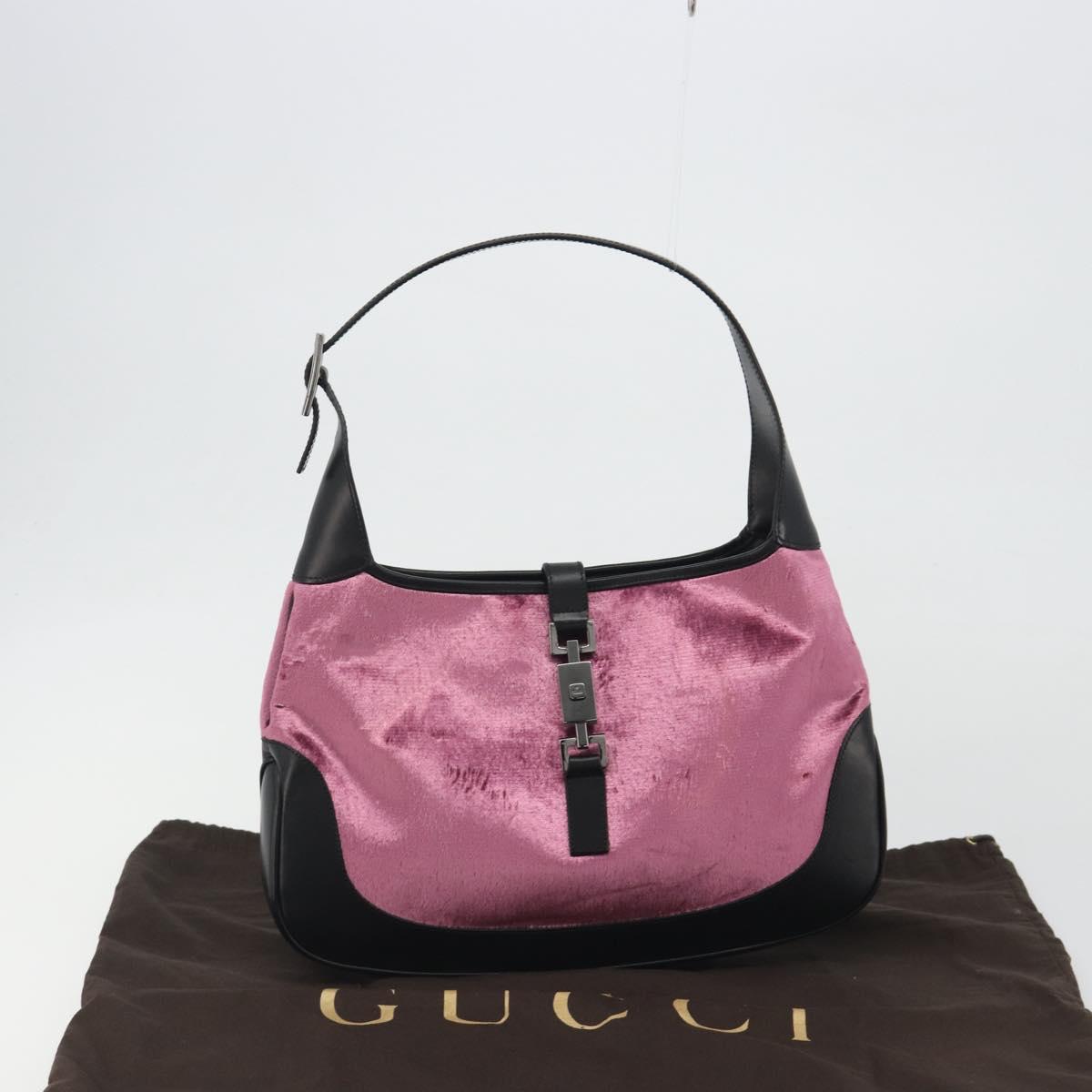 GUCCI Jackie Shoulder Bag Velor Pink Silver 001.3306 Auth yk20643SAV