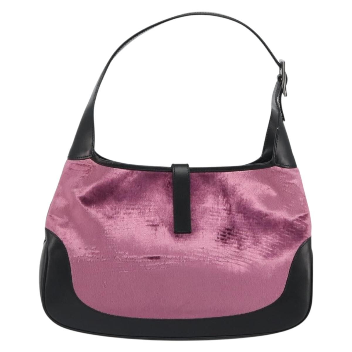GUCCI Jackie Shoulder Bag Velor Pink Silver 001.3306 Auth yk20643SAV