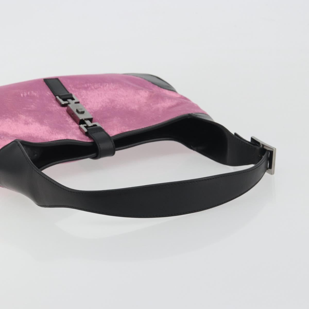 GUCCI Jackie Shoulder Bag Velor Pink Silver 001.3306 Auth yk20643SAV