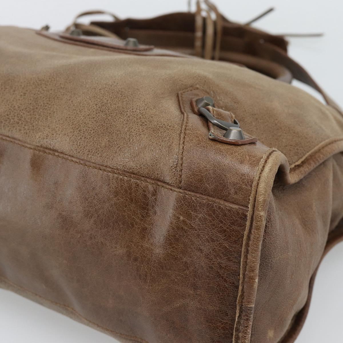 BALENCIAGA The City Hand Bag Leather 2way Brown 115748 Auth yk20644M