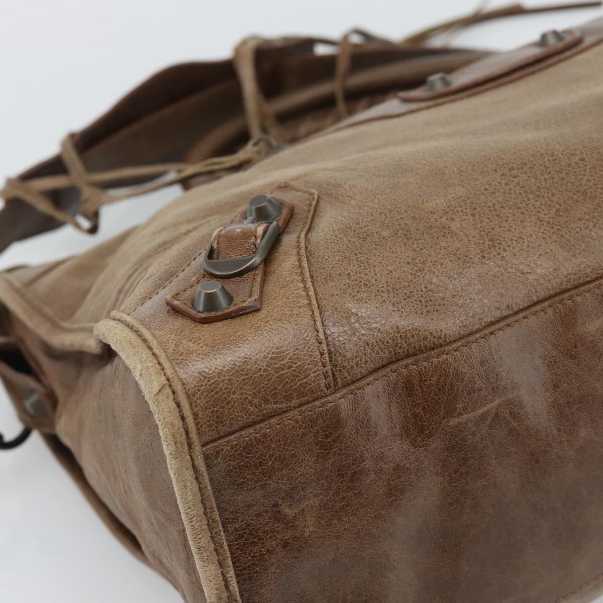 BALENCIAGA The City Hand Bag Leather 2way Brown 115748 Auth yk20644M