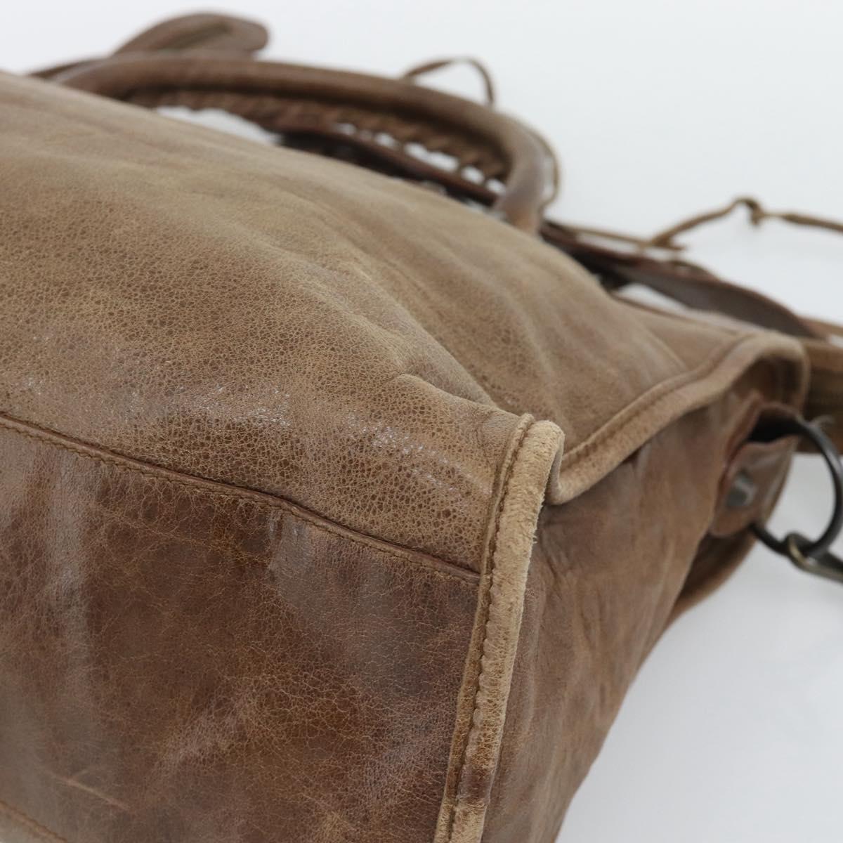 BALENCIAGA The City Hand Bag Leather 2way Brown 115748 Auth yk20644M
