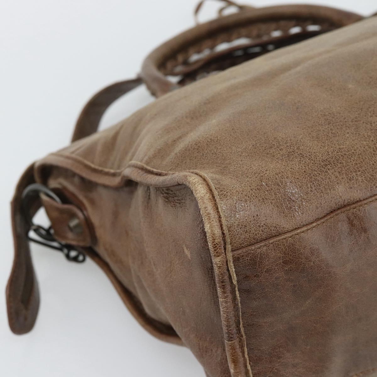 BALENCIAGA The City Hand Bag Leather 2way Brown 115748 Auth yk20644M