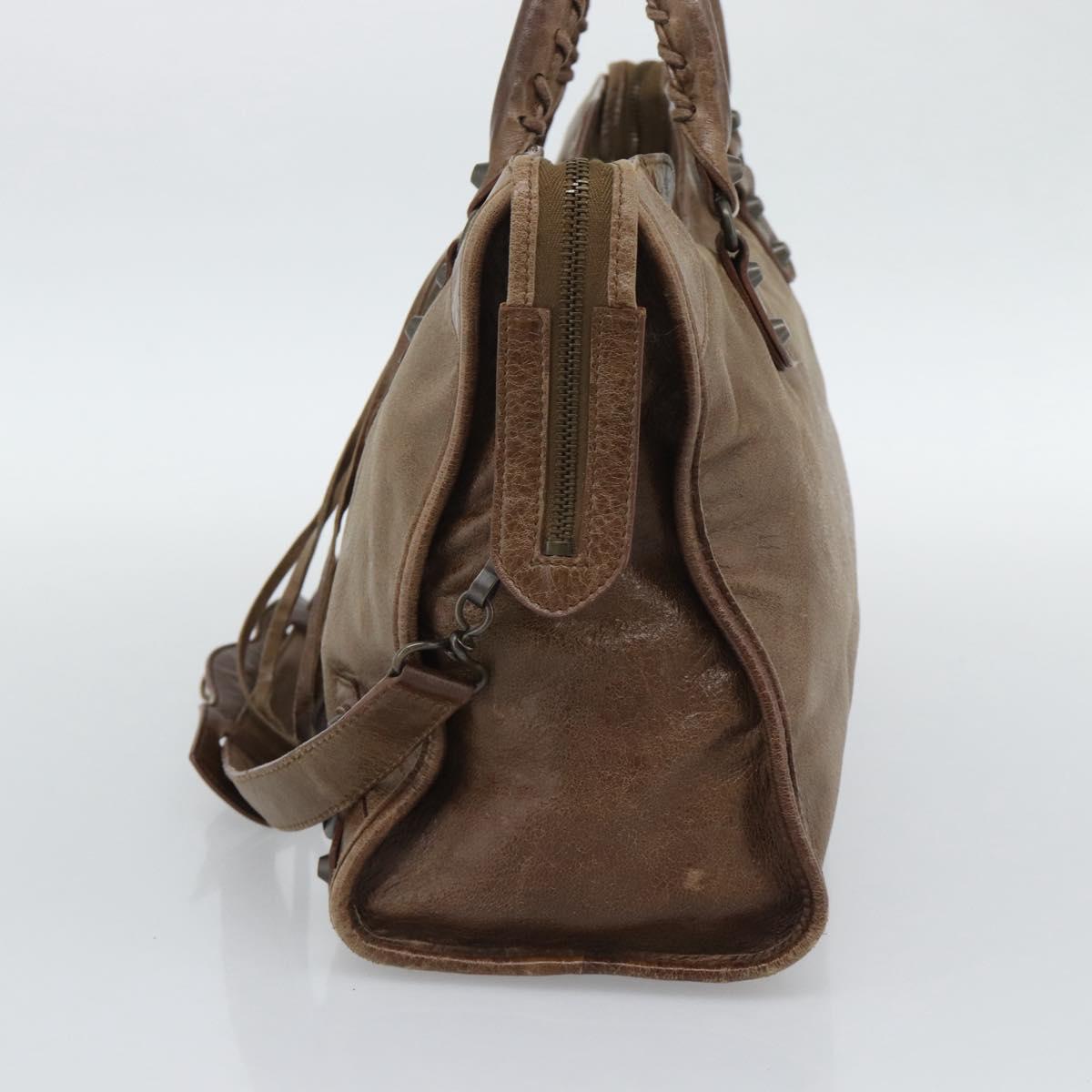 BALENCIAGA The City Hand Bag Leather 2way Brown 115748 Auth yk20644M