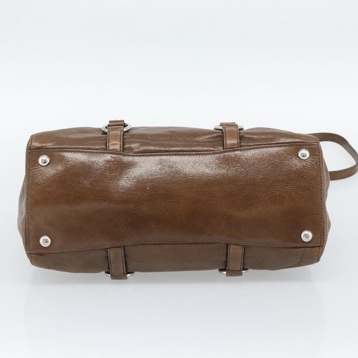Miu Miu Hand Bag Leather 2way Brown Silver Auth yk20645M