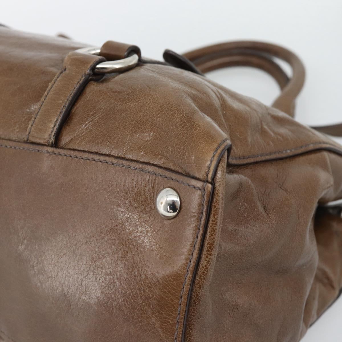 Miu Miu Hand Bag Leather 2way Brown Silver Auth yk20645M