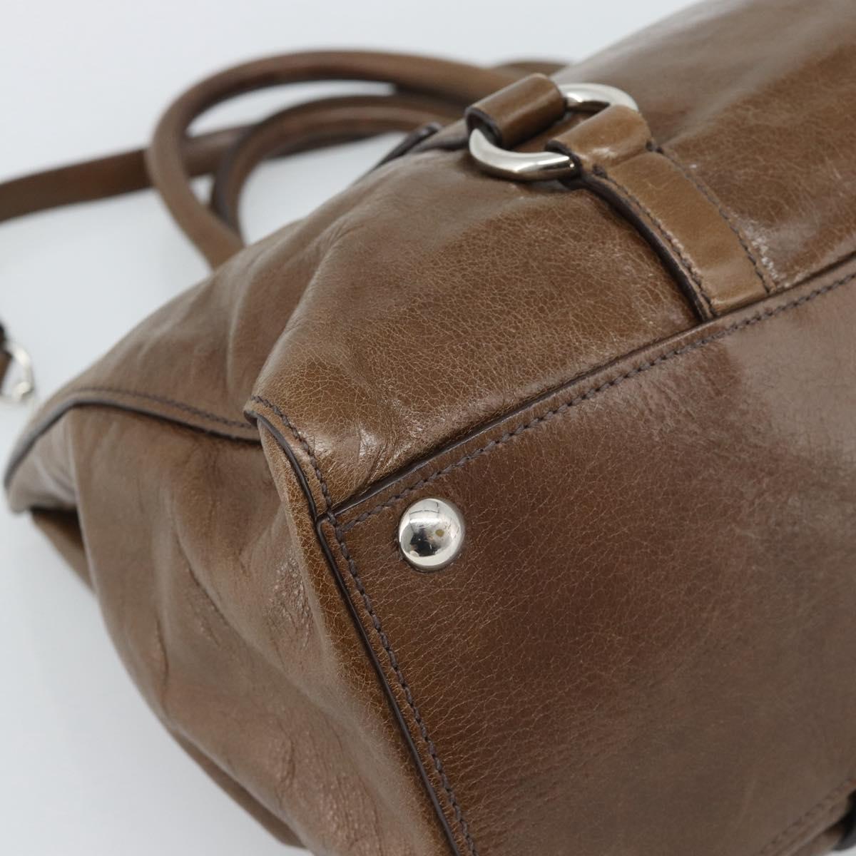 Miu Miu Hand Bag Leather 2way Brown Silver Auth yk20645M